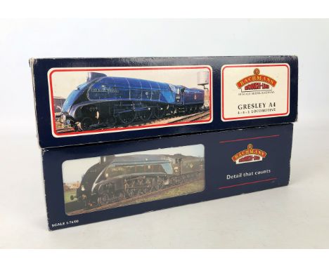 Two boxed Bachmann OO gauge A4 Pacific Class locomotives - comprising a 31-957 A4 60033 'Seagull' BR Green D/C; and a 31-955 