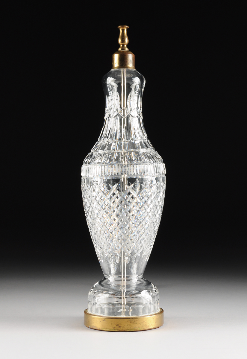 A WATERFORD CLEAR CRYSTAL "TRAMORE" PATTERN TABLE LAMP, 20TH CENTURY