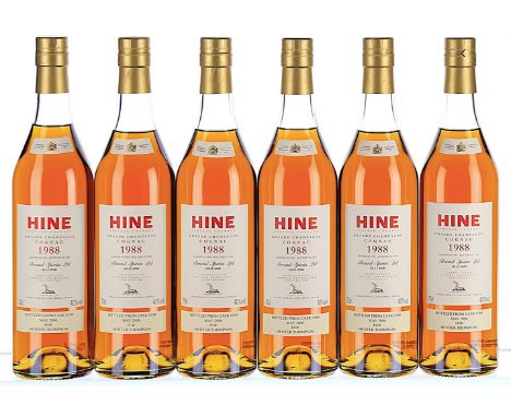 1988 Hine, Vintage Early Landed, Cognac  6x70cl   Landed in 1990, bottled in 2006, private strip label states "Bottled from c