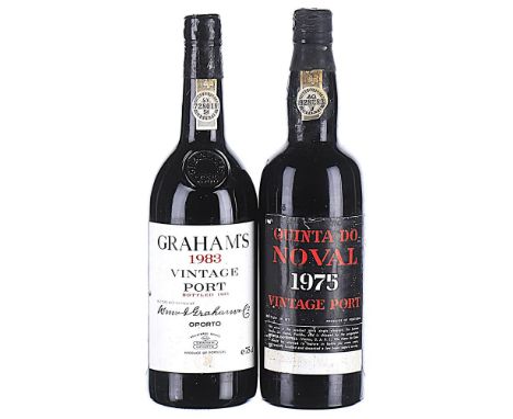 1975 Quinta do Noval, Vintage Port 1x75cl 1983 Graham's, Vintage Port 1x75clTotal 2x75cl  Labels scuffed.Stored in a fine Lei