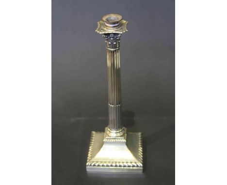 Large silver corinthian column candlestick