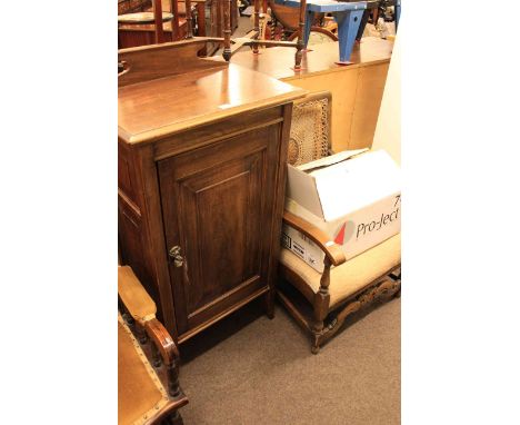 Music cabinet, 1930's bergere panel backed chair, framed print and gilt framed mirror (4)