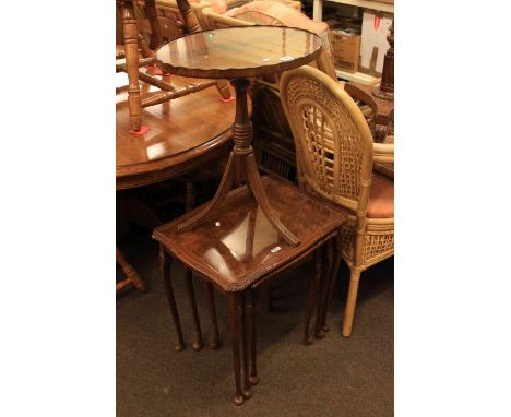 Burr nest of three cabriole leg tables and tripod wine table (2)