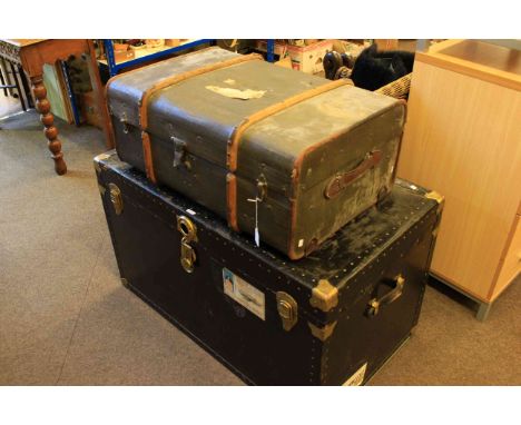 Vintage canvas bound trunk and cabin trunk (2)