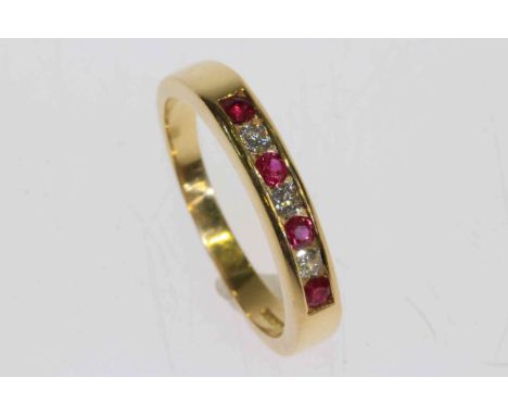 18 carat gold, ruby and diamond ring