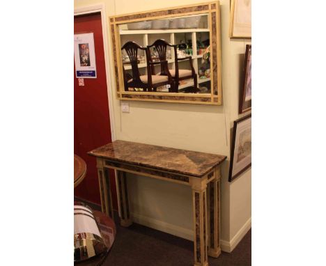 Marble topped console table and matching mirror