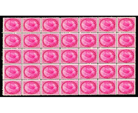 CANADA - 1898-1902 3c rose-carmine (SG 156) block of 35 (5x7), three stamps at l/r affected by light crease, otherwise fine u