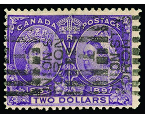 CANADA - 1897 Jubilee $2 deep violet (SG 137) off centre to left but fresh colour, used by rather heavy 'UNION ST/TORONTO' ro
