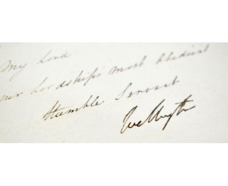 Wellington, Arthur Wellesey, 1st Duke. Letter signed, Brussels, May 8th 1815, stamped 'Rec May 12', addressed to 'The Right H