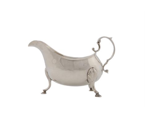 AN IRISH GEORGE III SILVER SAUCE BOAT, Dublin 1794, mark possibly that of Thomas Jones, of plain helmet form, applied with ac