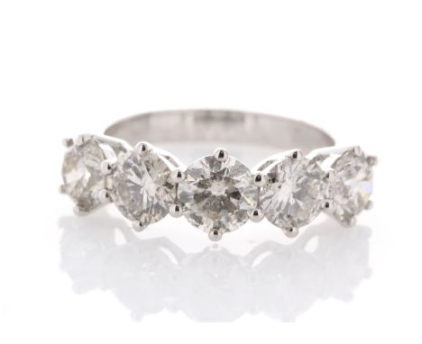 18ct White Gold Five Stone Diamond Ring 2.54 Carats - Valued By IDI £15,750.00 - Five beautiful natural round brilliant cut d