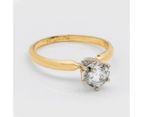 Moderner Brillantsolitär-Ring Gelbgold, gest. 14 k. Zentral besetzt mit einem Brillanten von ca. 1,02 ct. (E-F/I2). Gew. ca. 