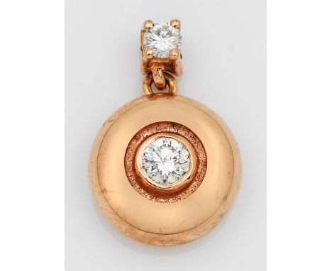 Brillantanhänger Roségold, 14 k. Besetzt mit Brillanten von zus. ca. 0,40 ct. Gew. ca. 2,51 g. Pendant set with brilliants ap