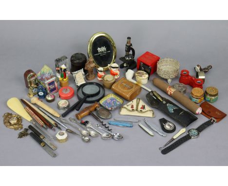 A vintage corkscrew; a clay pipe; a student’s microscope; &amp; sundry other items.