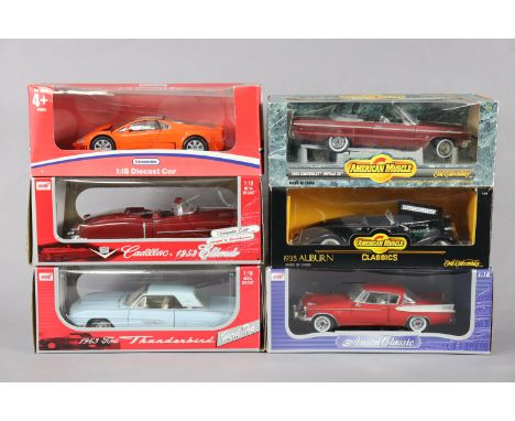 Five Anson large scale die-cast model motor cars two American Muscle ditto; &amp; fourteen various other large scale model mo