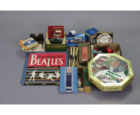 A CED Videodisc “The complete Beatles”; together with four die-cast scale models; various vintage Christmas tree lights, &amp