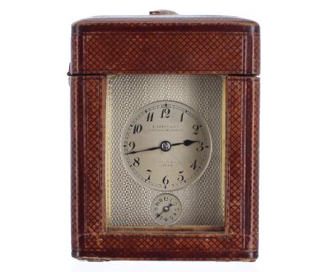 Fine small and unusual French repeater carriage clock with alarm, the movement backplate signed L. Leroy &amp; Cie, Paris, 19