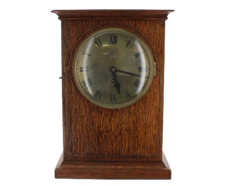 Good oak cased RAF single fusee mantel clock,&nbsp;the movement back plate inscribed SM &amp; Co. 1939, 11782, the 8" silvere