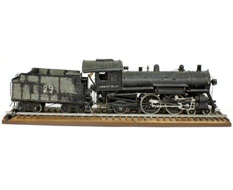 Good American engineering model of a Vermont Valley steam locomotive and tender, circa 1915, made from wood and tin, no. 29, 