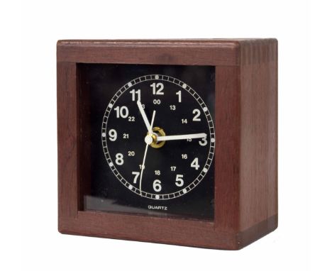 Ministry of Defence electronic quartz chronometer,&nbsp; the black 24 hour dial within a mahogany square glazed case,&nbsp;st