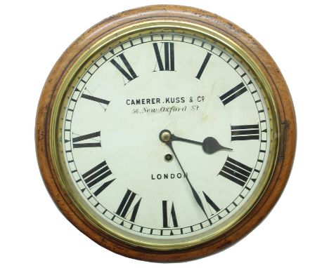 Mahogany single&nbsp;fusee 12" wall dial clock signed Camerer. Cuss &amp; Co. 56, New Oxford St., London, within a turned sur