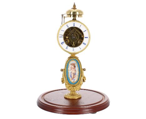 French ormolu and porcelain mounted two train pillar mantel clock, the Pons movement signed Pert Bally, Brevete á Paris and s