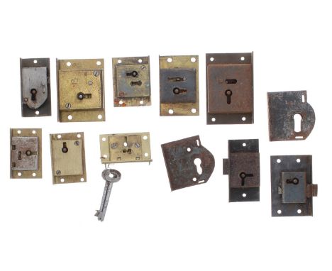 Nineteen various old longcase clock door locks&nbsp;(19) 