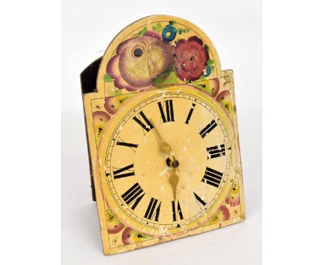 Black Forest cuckoo wall clock in need of restoration, with 7.75" foliate painted arched dial 