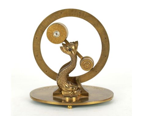 Contemporary brass novelty mantel clock timepiece signed E. Dent &amp; Co Ltd, 41 Pall Mall, London on the oval base,&nbsp;th