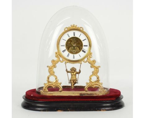 French skeleton mantel clock timepiece, the movement back plate stamped Echappement Brevete, no. 32255, the 4.25" white chapt