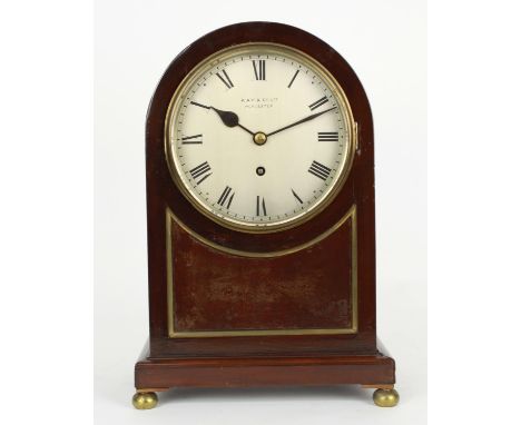 Mahogany single fusee bracket clock, the 6.5" silvered dial signed Kaye &amp; Co. Ltd, Worcester, within a rounded arched pan