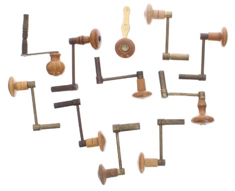 Eleven various similar crank handle longcase&nbsp;clock winding keys&nbsp;(11) 