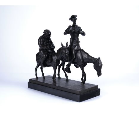Fauser, Hermann (Heilbronn 1874 - 1947 Tegernsee),"Don Quijote und Sancho Panza", Bronze, signiert auf der Plinthe Fauser, 33