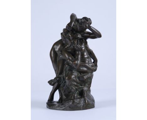 Lambeaux, Joseph Marie auch Jef (Antwerpen 1852 - 1908 Brüssel, Studium an der KA Antwerpen, Bildhauer),"Satyr und Nymphe", B
