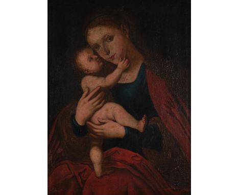 Unbekannter Künstler (wohl 18. oder frühes 19. Jahrhundert) nach Lucas Cranach,"Maria mit Kind", Öl auf Leinwand, 86 x 66 cm
