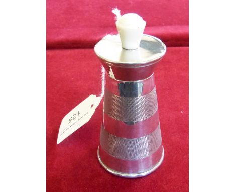 A silver milk churn pepper grinder Birmingham 1961 with engine turned decoration. 10cm 