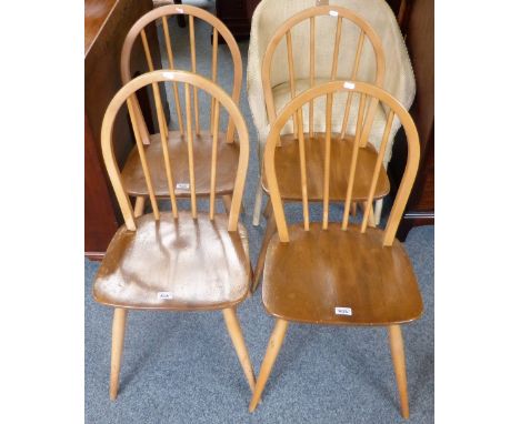 A set of four elm and beech stick back kitchen chairs. (4)