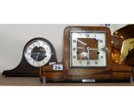 An Art Deco style Westminster chime mantle clock together with another similar (2)