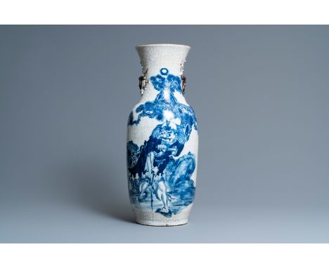 Full title: A Chinese blue and white Nanking crackle-glazed 'Li Tieguai' vase, 19th C.Description:H.: 60 cmThe absence of a c