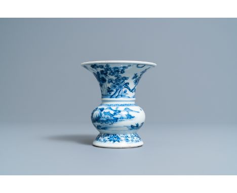 Full title: A Chinese blue and white 'zhadou', KangxiDescription:H.: 14 cmÊ Condition: (UV-checked)- With a restored circular