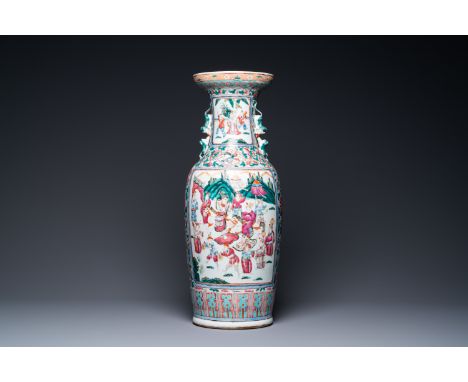 Full title: A Chinese famille rose vase, 19th C.Description:H.: 60,5 cmThe absence of a condition report does not imply that 