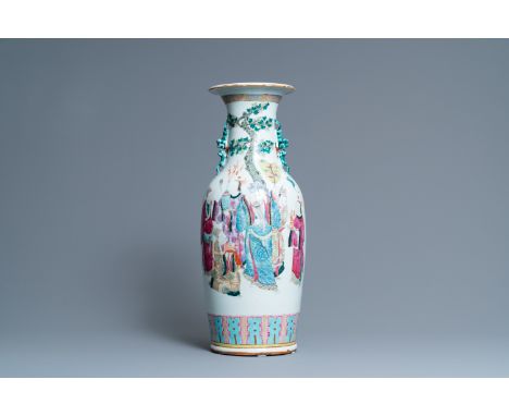 Full title: A Chinese famille rose vase, 19th C.Description:H.: 59,5 cmThe absence of a condition report does not imply that 