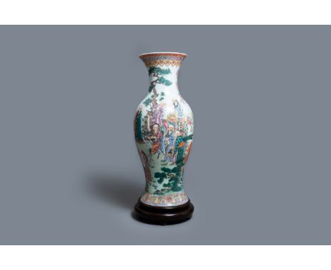 Full title: A large Chinese famille rose 'immortals' vase, RepublicDescription:H.: 90 cm (the vase, excl. the stand)The absen