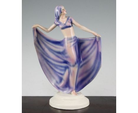 Josef Lorenzl for Goldscheider. An Art Deco figurine of a dancer, 26cm., slight restoration Josef Lorenzl for Goldscheider. A