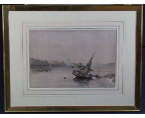 Haghe After David Roberts Approach to the fortress of Ibrim, Nubia, 13 x 18.75in. Haghe After David Robertscoloured lithograp