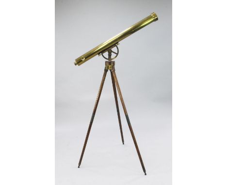 A large 19th century brass telescope, 46in. A large 19th century brass telescope, inscribed made by James Pettit FRAS 1837, o