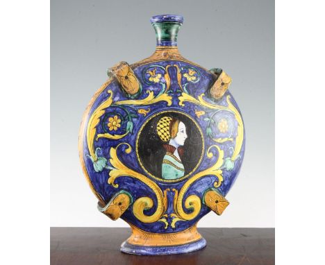 A large Italian renaissance revival maiolica pilgrim flask, late 19th / early 20th century, 42.5cm, some damage A large Itali