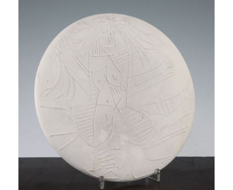 Pablo Picasso. A Madoura biscuit pottery 'Femme Echevelee' dish, c.1963, 27cm Pablo Picasso. A Madoura biscuit pottery 'Femme