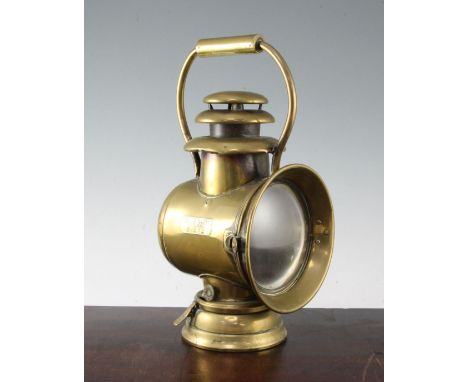 An American Salsbury Dietz brass car lamp, An American Salsbury Dietz brass car lamp, with patent date of November 24th 03