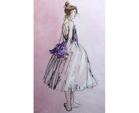 § Donald Hamilton Fraser R.A. (1929-2009) Dancer in a mauve sash, 25 x 17in. § Donald Hamilton Fraser R.A. (1929-2009)mixed m